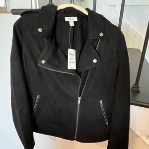 Faux suede moto jacket
